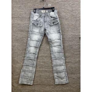 FWRD Denim Jeans Mens 30x36 Gray Distressed Slim Straight Patchwork Streetwear